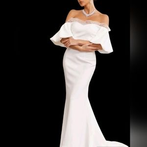 Giffniseti Off Shoulder Contrast Mesh Mermaid Hem Formal Dress Size  XL